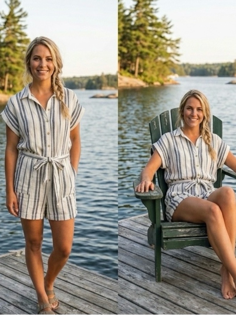 🇨🇦 Canadian designer Melissa Nepton- Striped Button-Up Romper